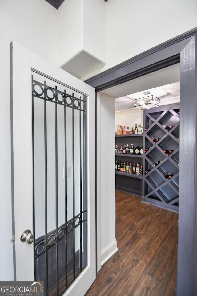 2771 Point Overlook, Gainesville, GA 30501 - wine cellar with dark hardwood / wood-style flooring and indoor bar