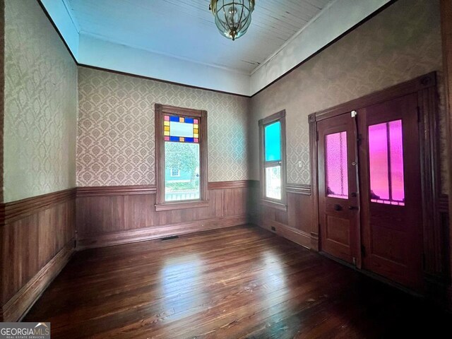 entrance foyer with dark wood-type flooring