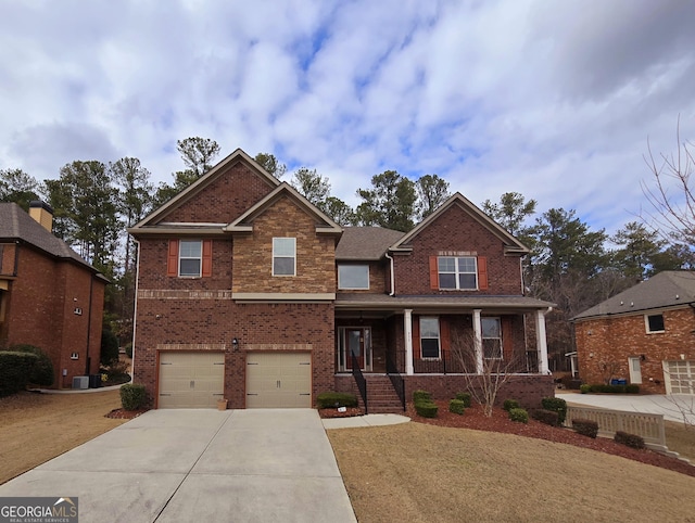 craftsman inspired home with a garage