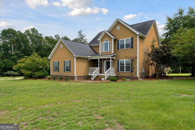 view of front of house with a front lawn