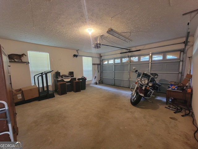 garage with a garage door opener