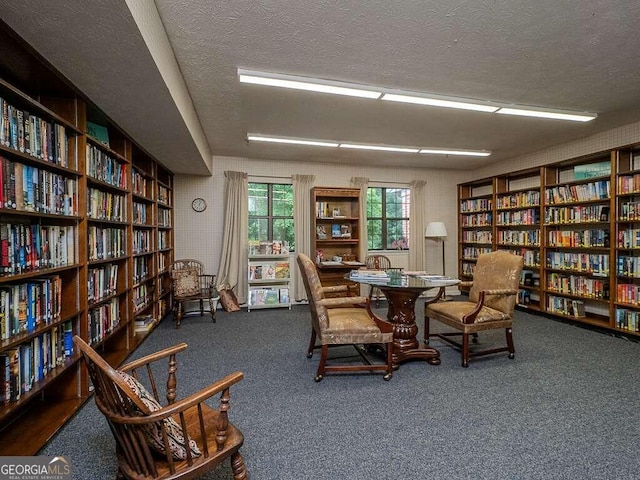 interior space with a textured ceiling