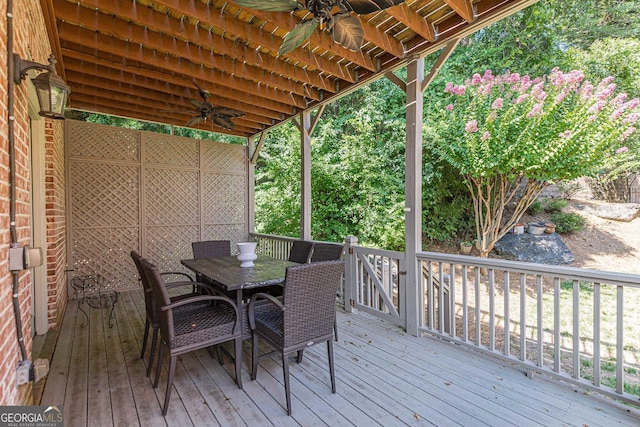 1829 Buckhead Valley Ln NE, Atlanta, GA 30324 - wooden terrace with outdoor dining area and ceiling fan
