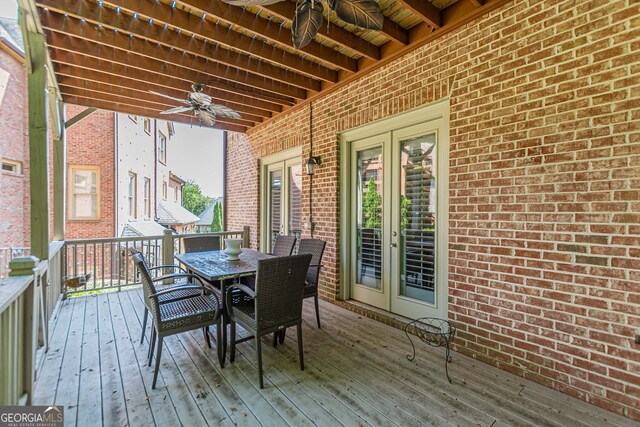 deck featuring ceiling fan