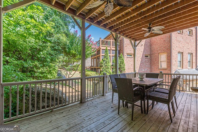 deck featuring ceiling fan