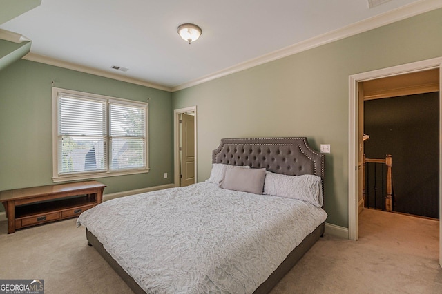 1829 Buckhead Valley Ln NE, Atlanta, GA 30324 - carpeted bedroom featuring ornamental molding, baseboards, and visible vents