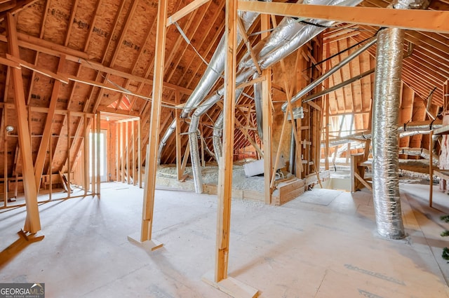 view of unfinished attic