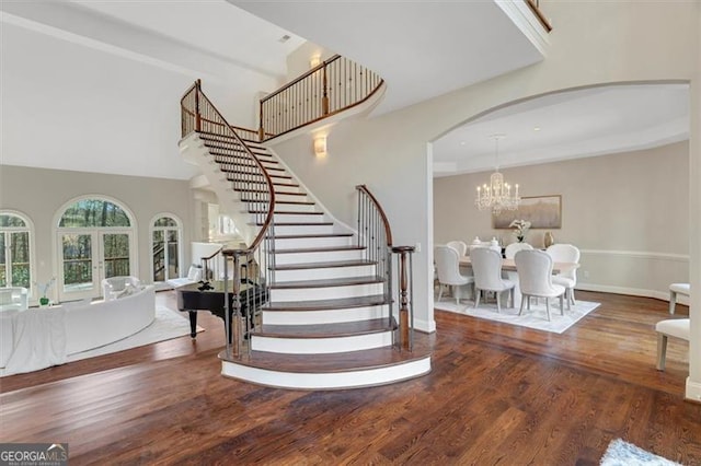 stairway with wood-type flooring