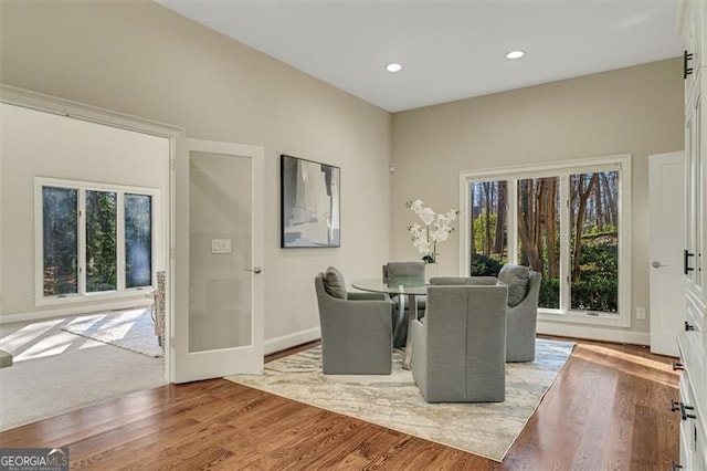 dining room with hardwood / wood-style floors