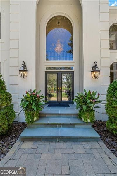 property entrance with french doors