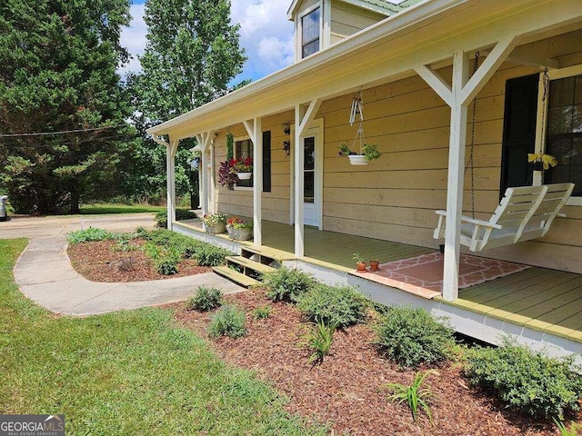 exterior space featuring covered porch