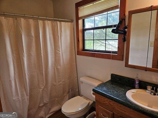 bathroom featuring vanity and toilet