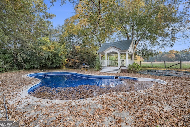 view of pool with a gazebo