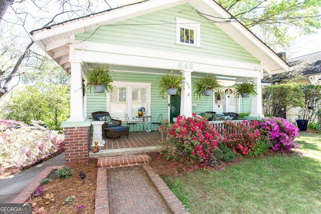 exterior space featuring covered porch