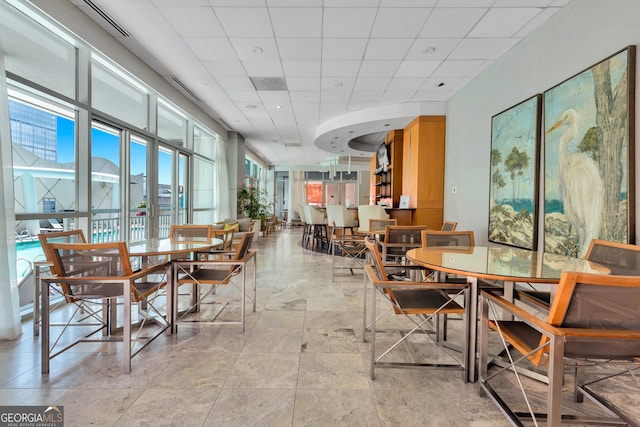 dining room with light tile patterned floors