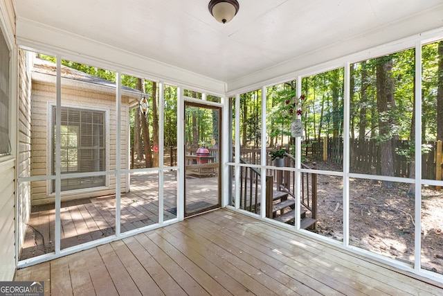 view of unfurnished sunroom