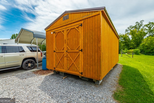 view of shed