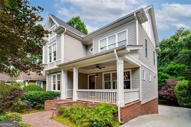 exterior space with ceiling fan and covered porch