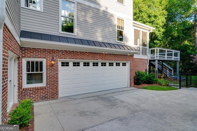 exterior space with a garage