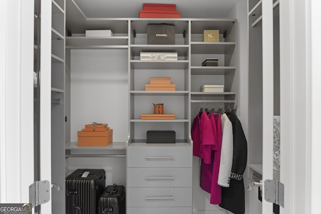 spacious closet featuring radiator