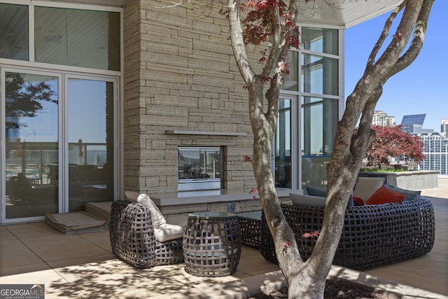 view of patio featuring a city view