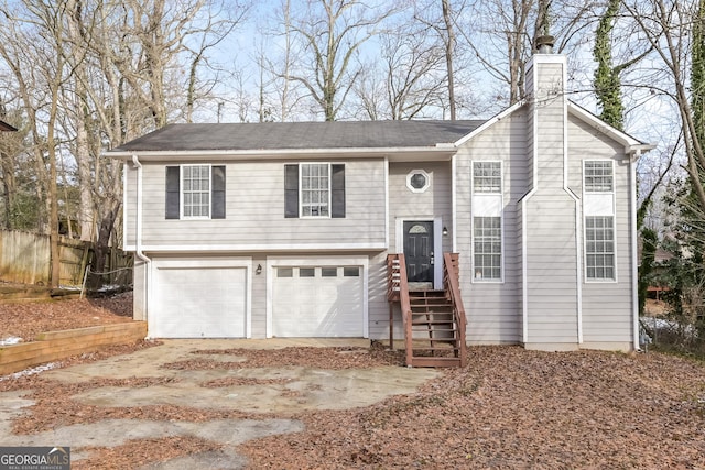 bi-level home with a garage