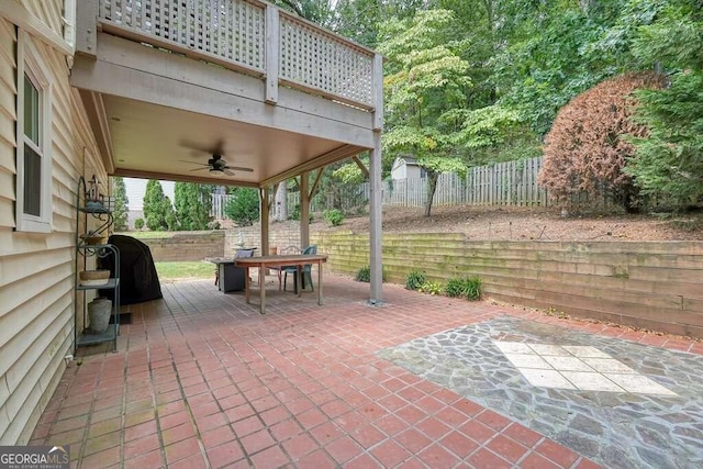 view of patio / terrace with ceiling fan