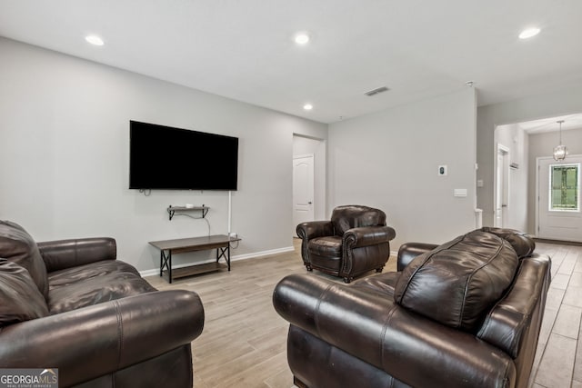 living room featuring light hardwood / wood-style floors