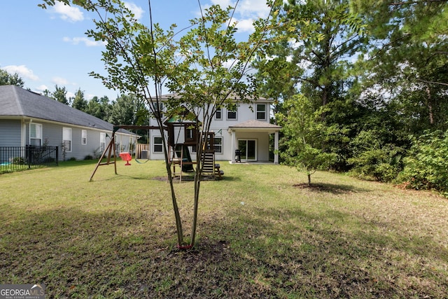 view of yard featuring a playground