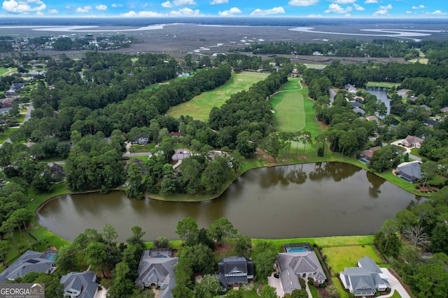 bird's eye view featuring a water view