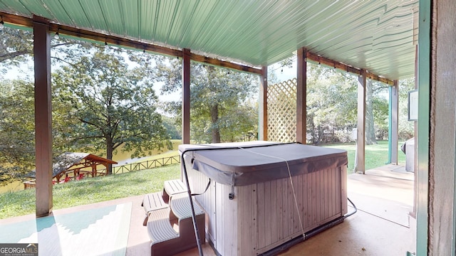 view of unfurnished sunroom