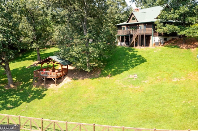 view of yard featuring a deck