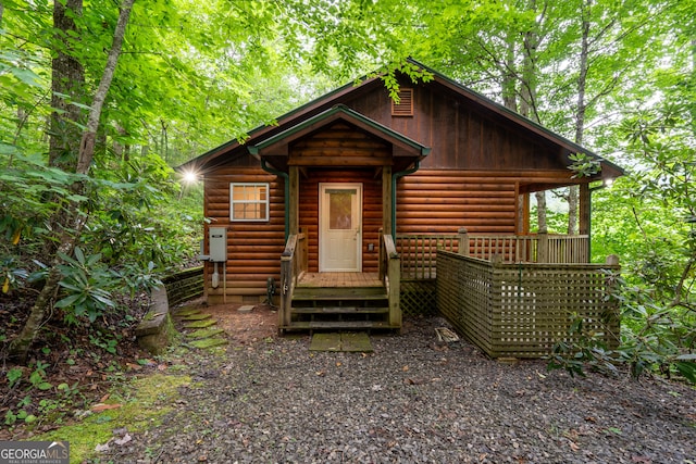 view of log home