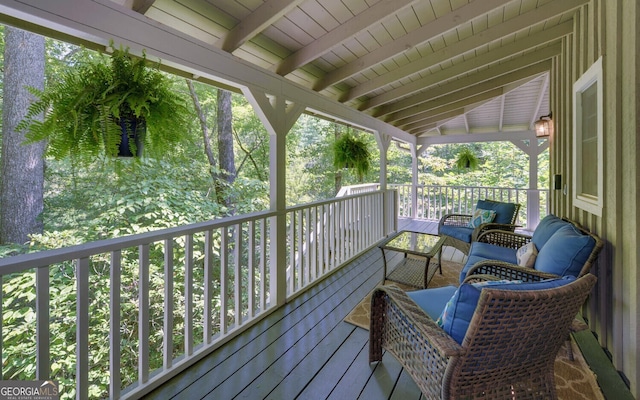 deck featuring an outdoor living space