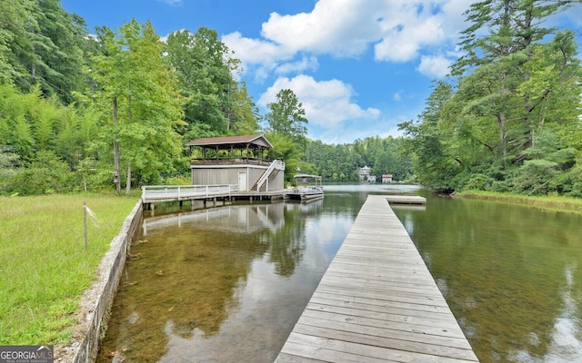 view of dock featuring a water view