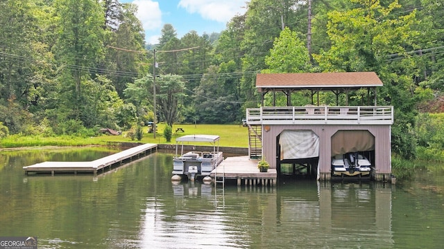 dock area with a water view