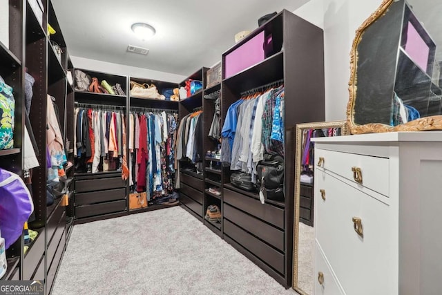 walk in closet with carpet