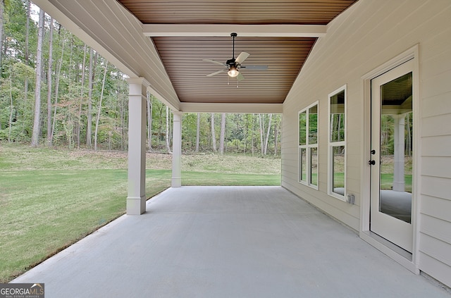 view of patio / terrace featuring ceiling fan