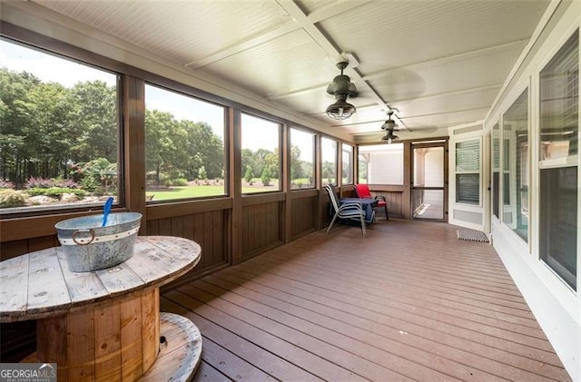 view of unfurnished sunroom