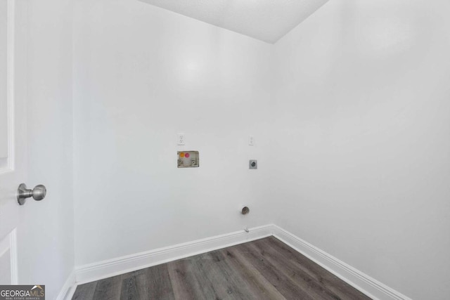 washroom featuring hardwood / wood-style flooring, hookup for a washing machine, and hookup for an electric dryer