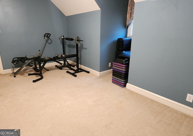 workout room with light carpet