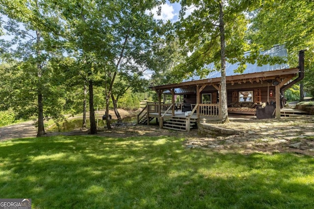 exterior space featuring a wooden deck