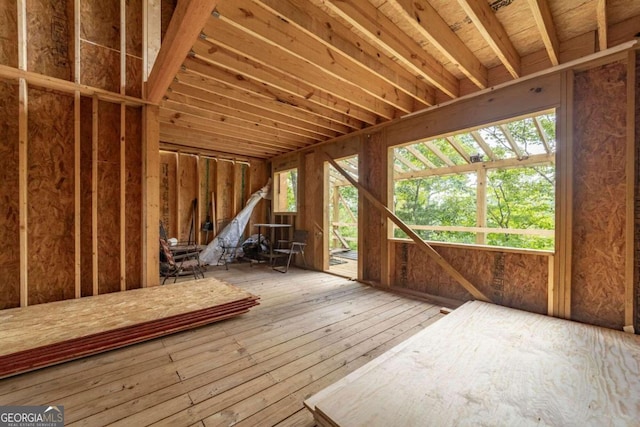 view of unfinished attic