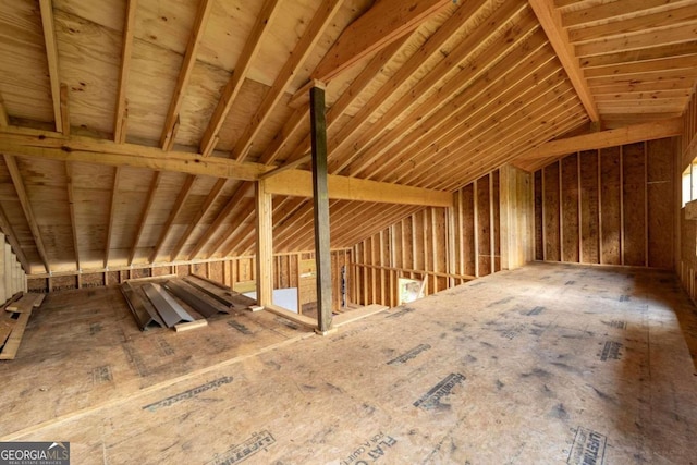 view of unfinished attic