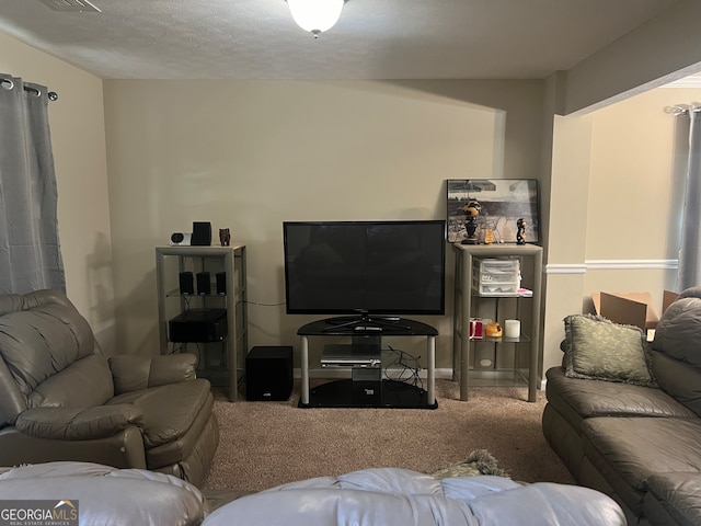 living room featuring carpet