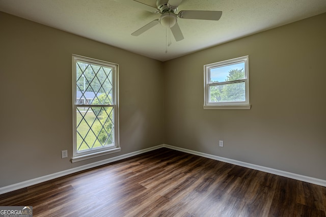 spare room featuring plenty of natural light and wood-type flooring