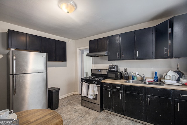 kitchen featuring appliances with stainless steel finishes and sink