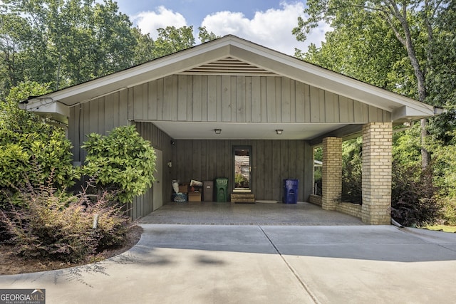 garage with a carport