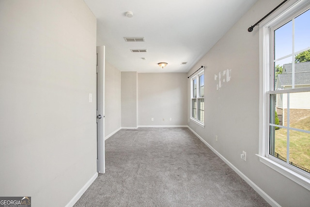 carpeted empty room featuring a wealth of natural light