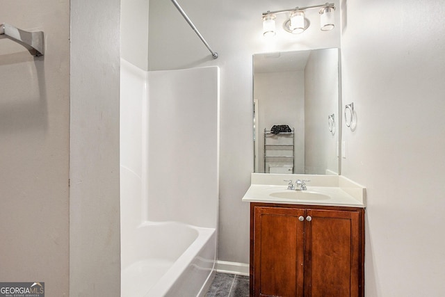 bathroom featuring vanity and shower / washtub combination